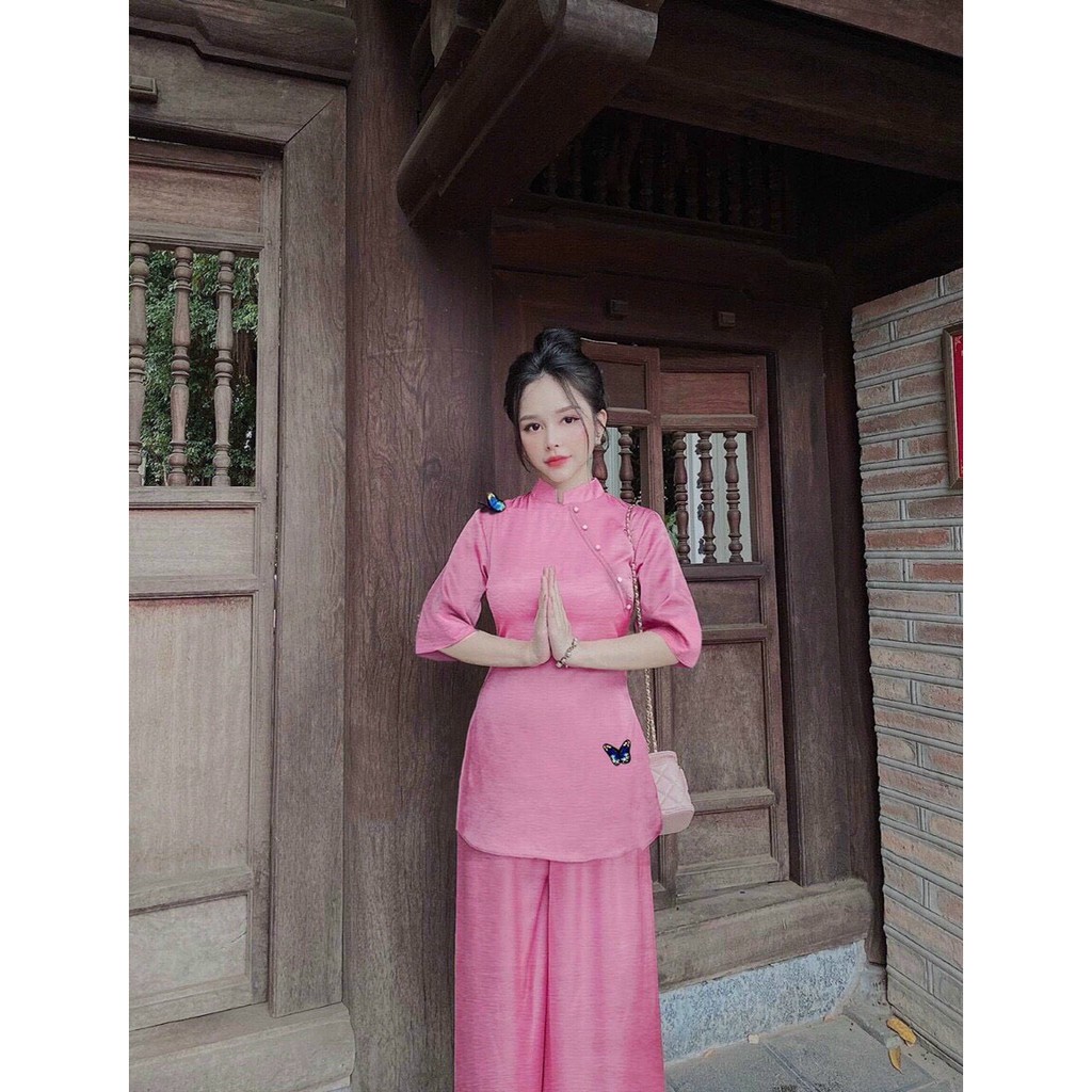 [Mã WASTCOOL giảm 15% tối đa 50K đơn 99K] Đồ lam đi chùa cao cấp AL031 kết cườm thêu bướm cực đẹp | BigBuy360 - bigbuy360.vn