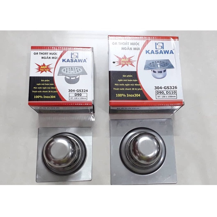 GA THOÁT SÀN NHÀ TẮM NGĂN MÙI CỐC SÂU INOX 304 KASAWA ĐEN GS320, GS323, GS324, GS326