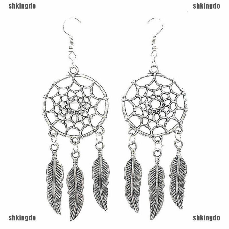 Bông tai mạ bạc hình Dream Catcher cổ điển