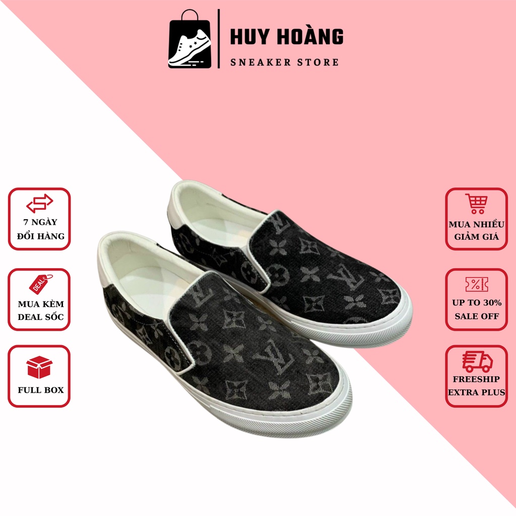 Giày Lười Slip On Nam LeVis Hàn Quốc Đẹp Chất Vải Jean Bò Full Box