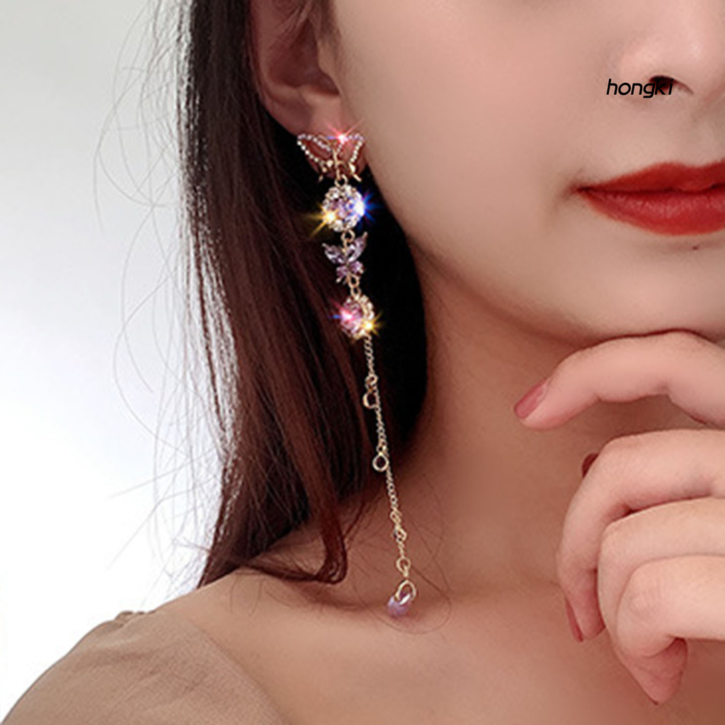 Set 2 Hoa Tai Hình Bướm Đính Đá Nhân Tạo Thời Trang