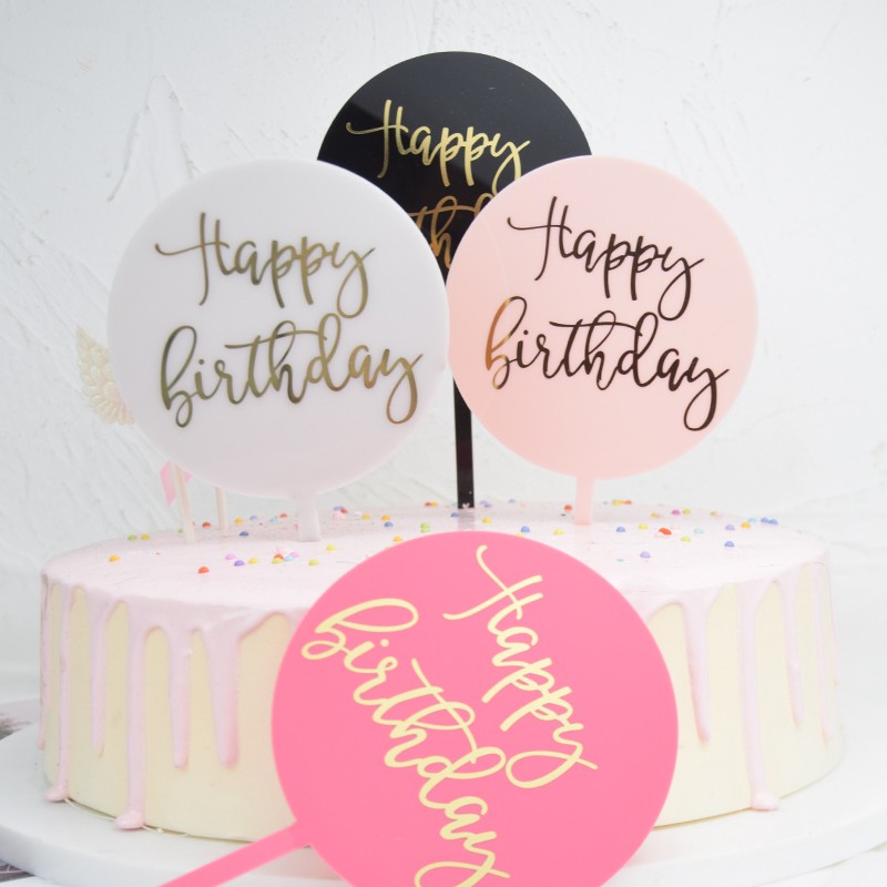 Chữ Happy Birthday bằng nhựa acrylic dùng để trang trí bánh kem