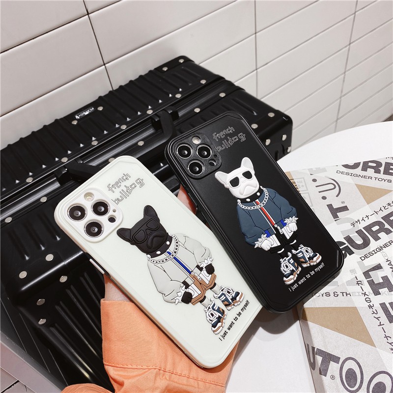 Cute cartoon glasses bulldog doll For Apple iPhone12mini 11promax xsmax xr x/xs 7 8plus se2020 Mobile Phone Shell | BigBuy360 - bigbuy360.vn