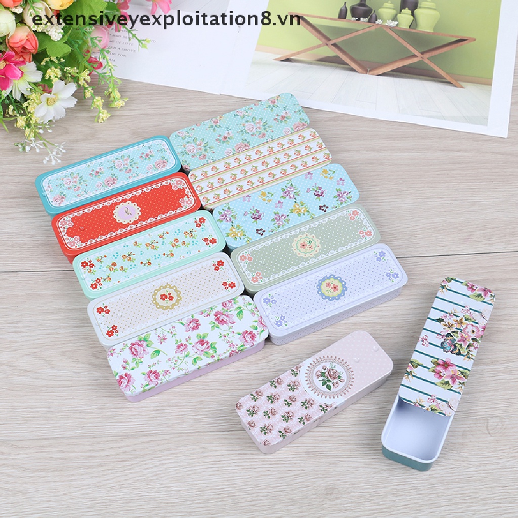 Hộp Thiếc Mini Hình Chữ Nhật Có Nắp Trượt Dùng Đựng Thuốc Tiện Dụng