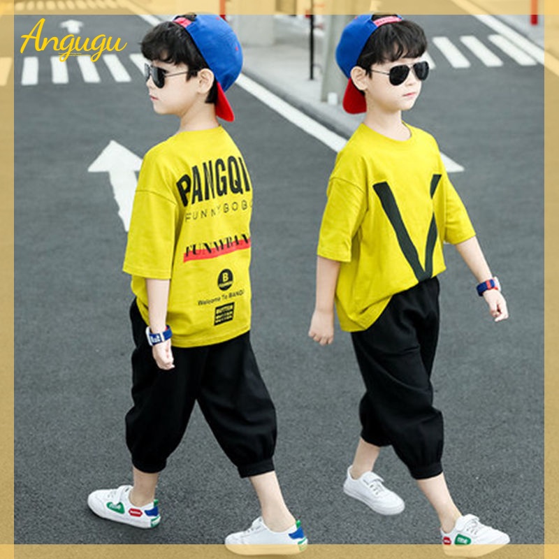 Set 2 Món Áo Thun Phối Quần Short Thời Trang Hàn Quốc Cao Cấp Cho Bé Trai Từ 3-4 - 5-6 - 7-8 - 9-10 - 11-12 Tuổi