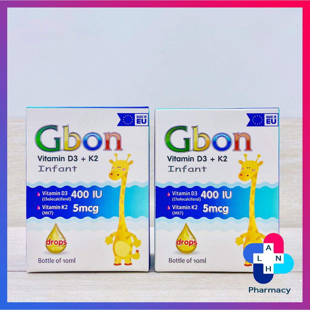 Gbon Vitamin D3 + K2 Infant (Hàng nhập khẩu) - Hỗ trợ tăng cường hấp thu canxi cho bé.