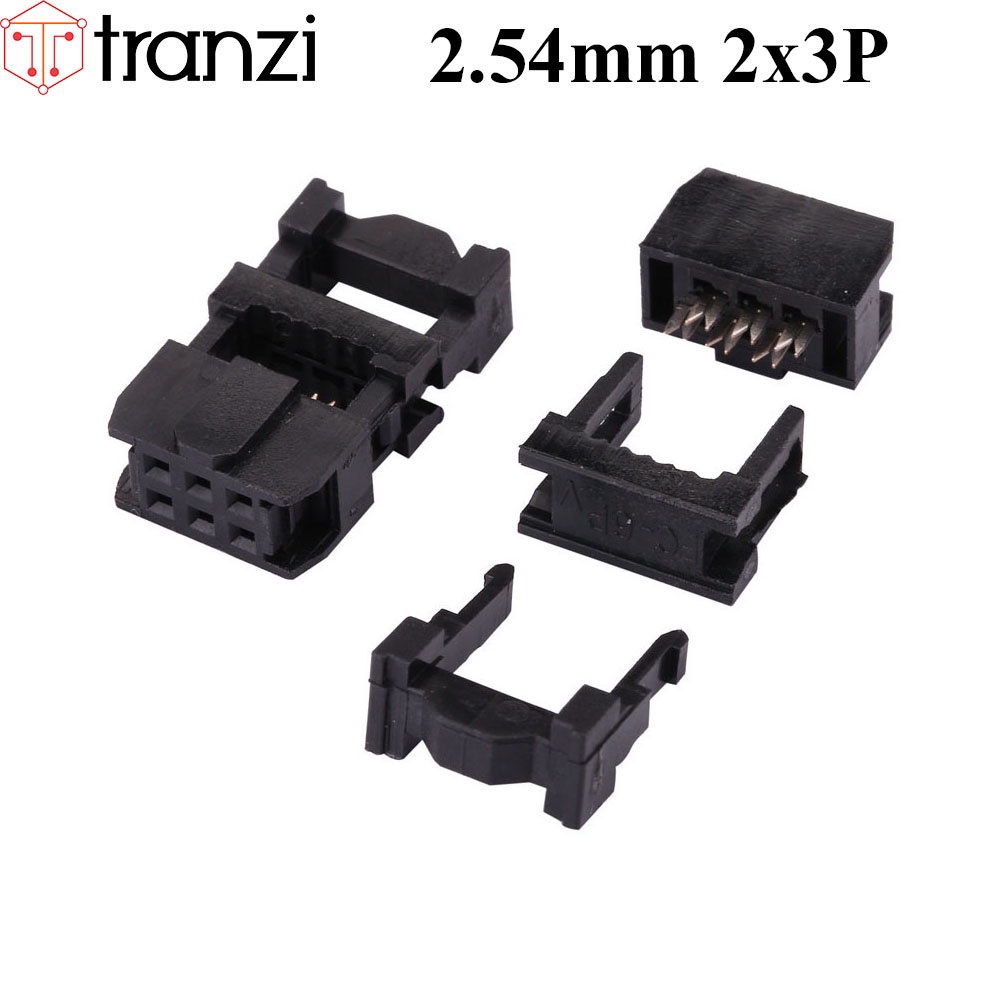 Đầu dập cáp 2.54mm IDE IDC 2x3P FC đen - túi 5 cái