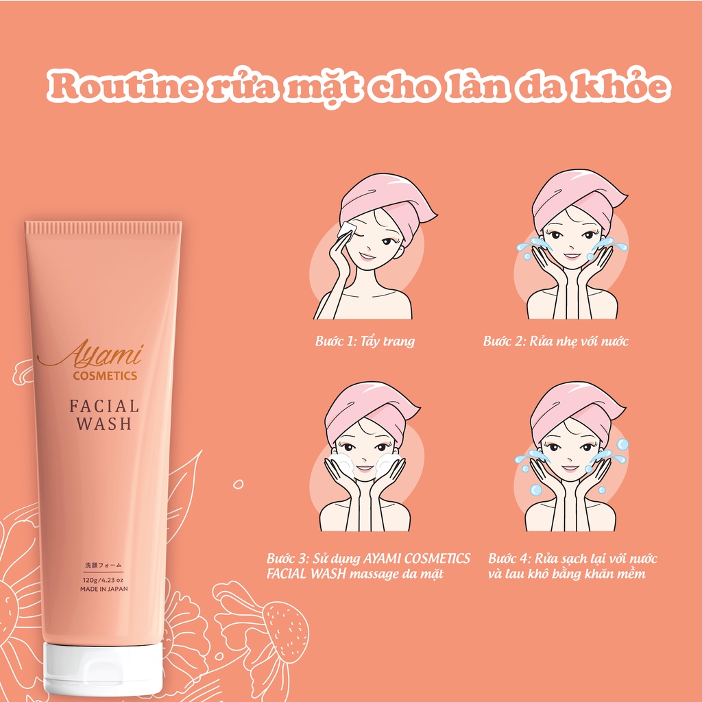 Sữa Rửa Mặt Trắng Da Nhật Bản AYAMI COSMETICS Facial Wash 120G HAJAKO