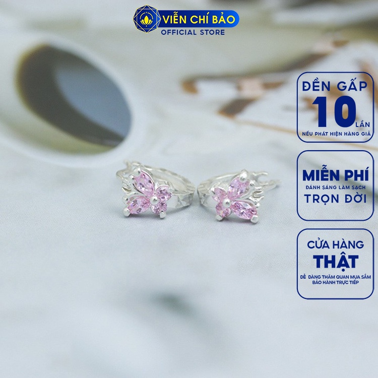 Bông tai bạc nữ cánh bướm hồng chất liệu bạc 925 thời trang phụ kiện trang sức nữ Viễn Chí Bảo B400002