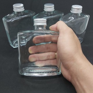 Chai Thủy Tinh Vuông 250ML kiểu dẹt (combo 2 cái) nắp nhôm - Chai Thủy Tinh Dẹt