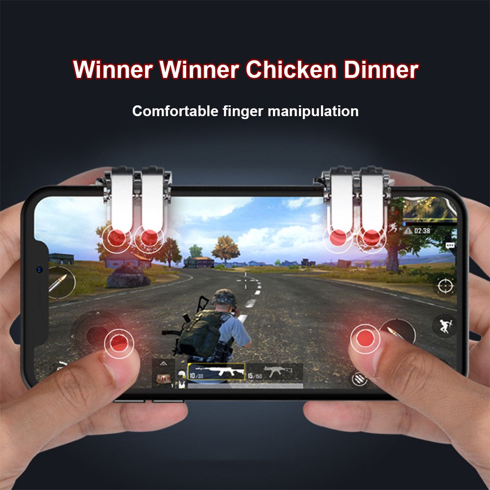 Bộ 02 gamepad nút hỗ trợ chơi game PUBG Hot WH6 hỗ trợ 6 ngón tay cùng lúc cho Smartphone / tablet - Chính hãng