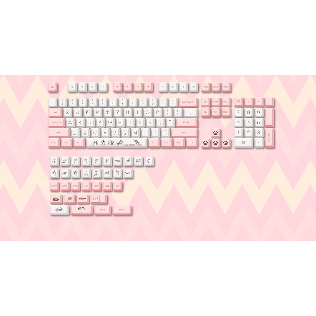 Keycap Cheese Cat XDA PBT Dyesub - bộ nút thay cho bàn phím cơ 60 68 84 87 80 137