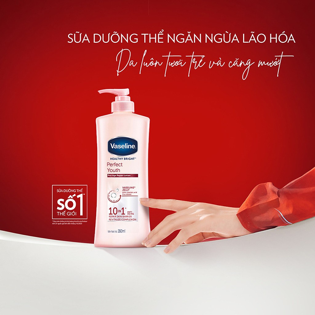 Sữa Dưỡng Thể Vaseline Ngăn Ngừa Lão Hoá 350ml Healthy Bright - Perfect Youth (New 2021)