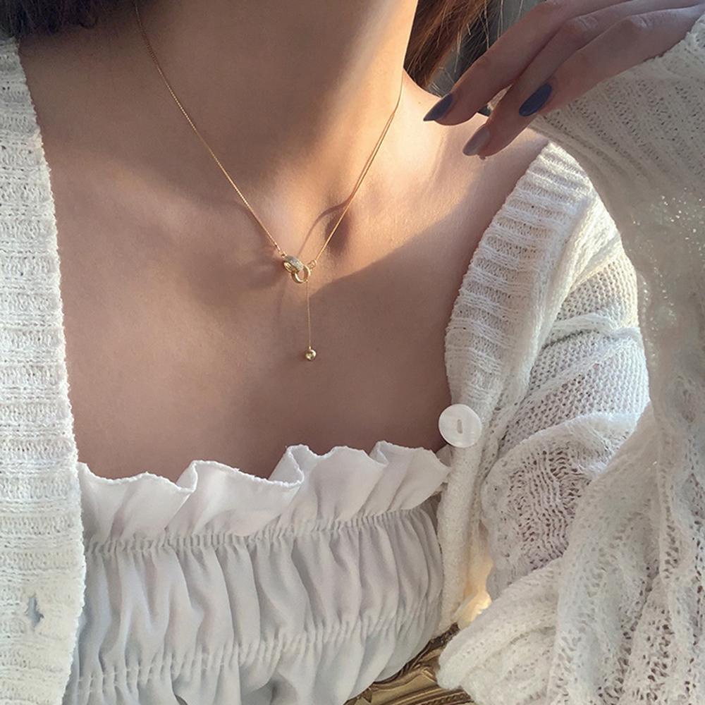 Vòng cổ Hai Lớp Đính Hạt Tròn Thời Trang Hàn Quốc