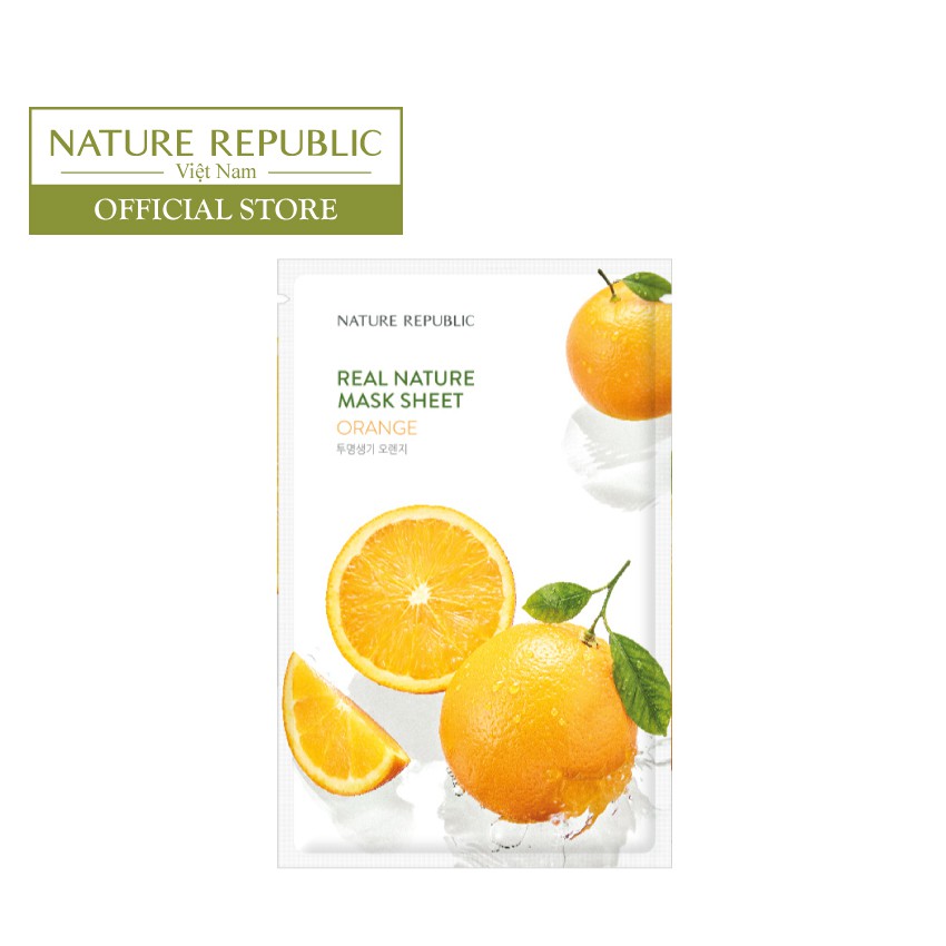 [Nhập COSDEP15 -15% ĐH300K]Mặt nạ dưỡng sáng da NATURE REPUBLIC Real Nature Orange Mask Sheet 23ml