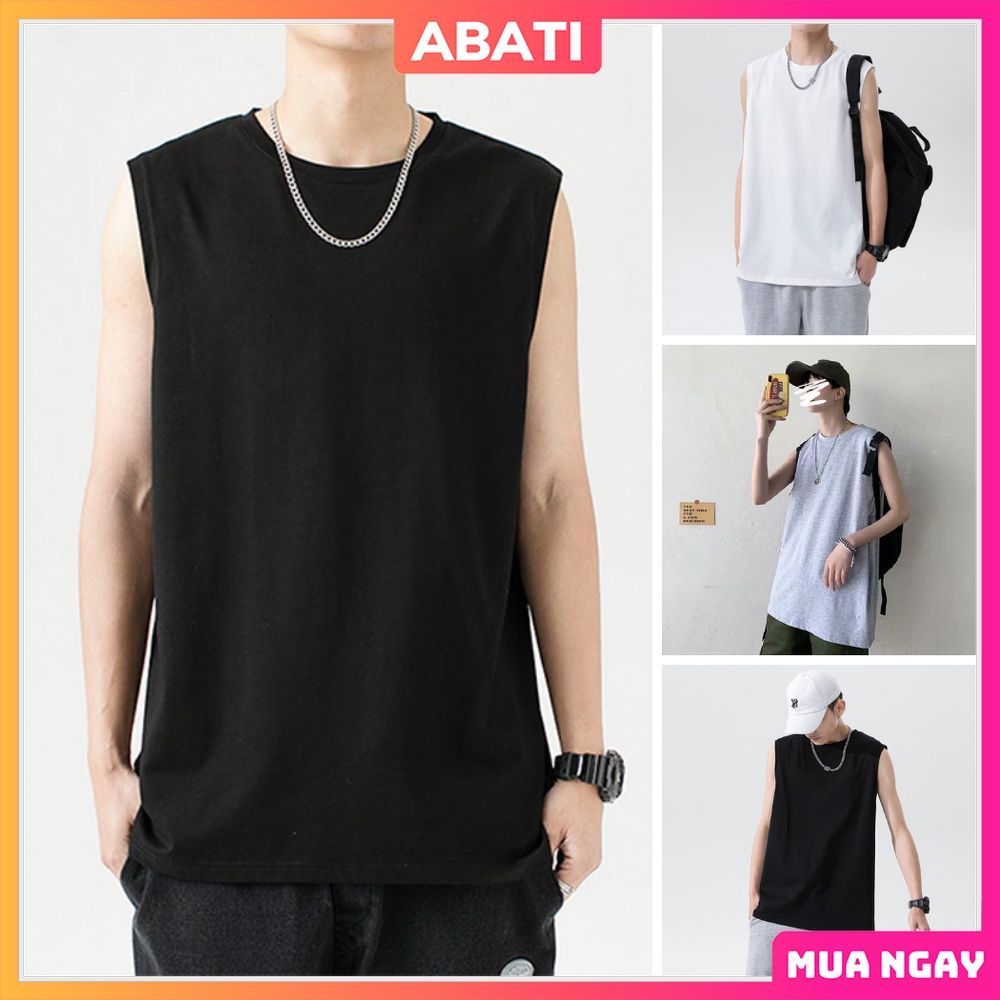 Áo tanktop thun ba lỗ nam nữ sát lách form rộng big size unisex ABATI Áo ba lỗ nam nữ kiểu dáng thể thao