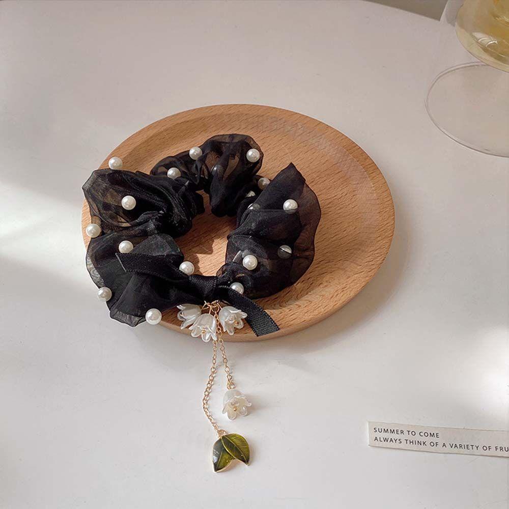 NICKOLAS Dây Buộc Tóc Vải Lưới Đính Hoa Tua Rua Ngọt Ngào Cho Nữ