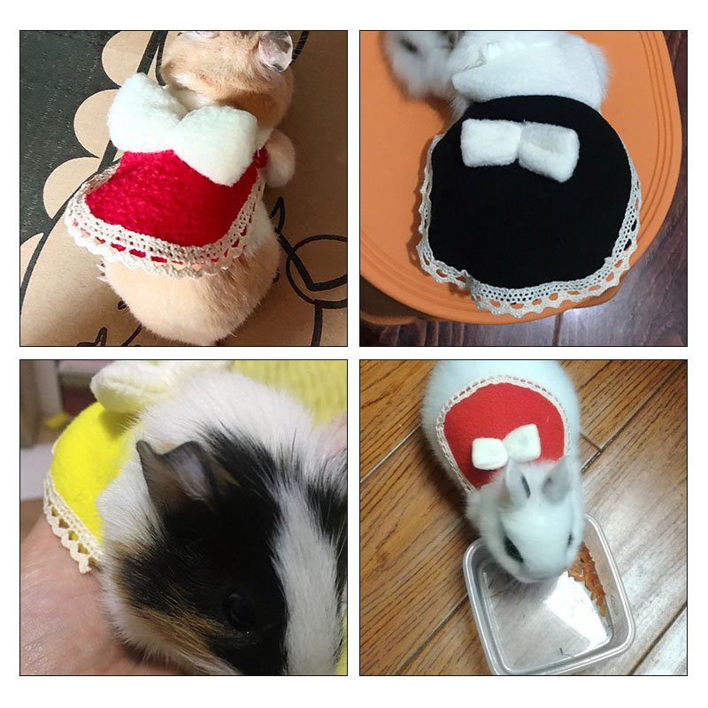 Áo nơ choàng dành cho hamster , sóc YEUPET áo thời trang cute chút chít chất vải nỉ san hô ,ren dệt kim_Thm01