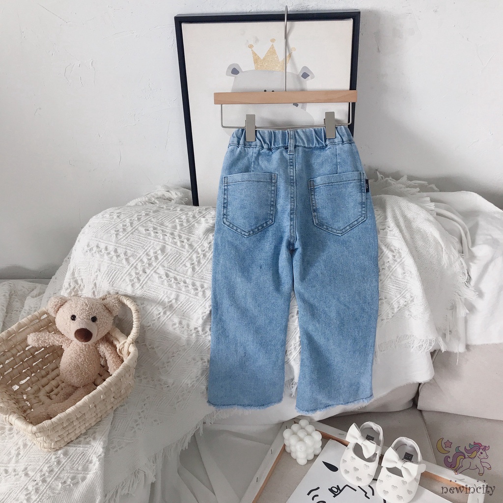 Quần Jeans Ống Loe Đính Nơ Thời Trang Hàn Quốc Cho Bé Gái