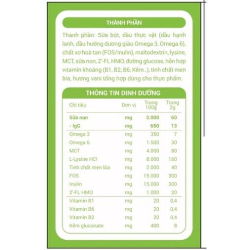 [1 Gói] Sữa non opticare hộp 30 gói ( 2g /1 gói) - Giúp bé ăn ngon, hết bón,tăng cân, tăng đề kháng