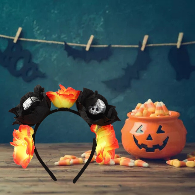 Băng Đô Hóa Trang Halloween Hình Đầu Lâu Hoa Chống Trượt