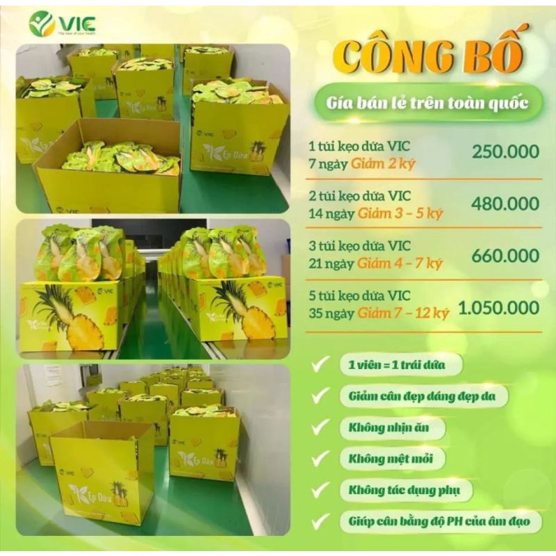 Kẹo Dứa PLUS 7 VỊ Giảm Cân VIC