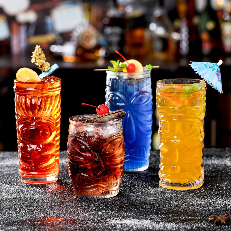 Ly Thủy Tinh Uống Cocktail Hình Mặt Ma Sáng Tạo Nhập Khẩu Từ Tiki