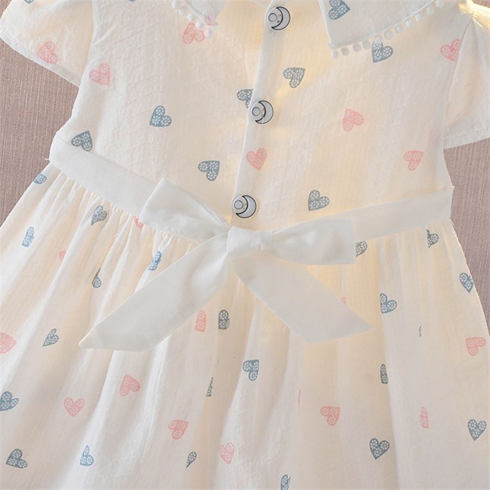 Đầm Tay Ngắn In Hoa Bằng Vải Cotton Thời Trang Mùa Hè Hàn Quốc Mới Dành Cho Bé Gái