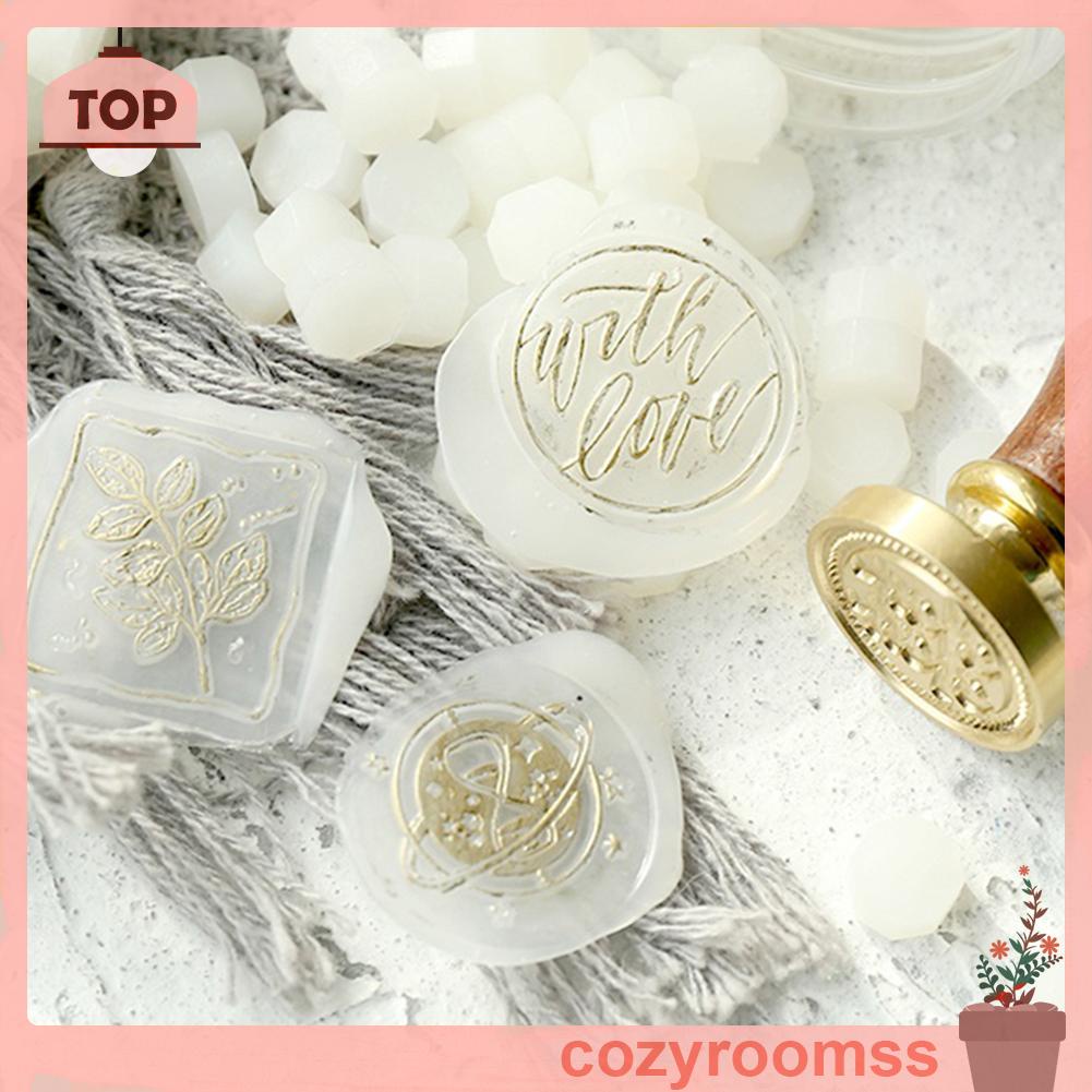 100 viên sáp hình bát giác màu trắng/ trong suốt dùng niêm phong bì thư