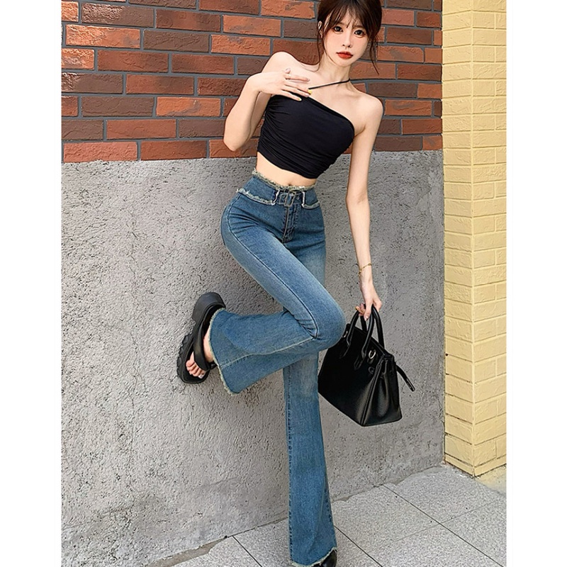 Quần Jeans Nữ Lưng Cao Ống Loe Thời Trang