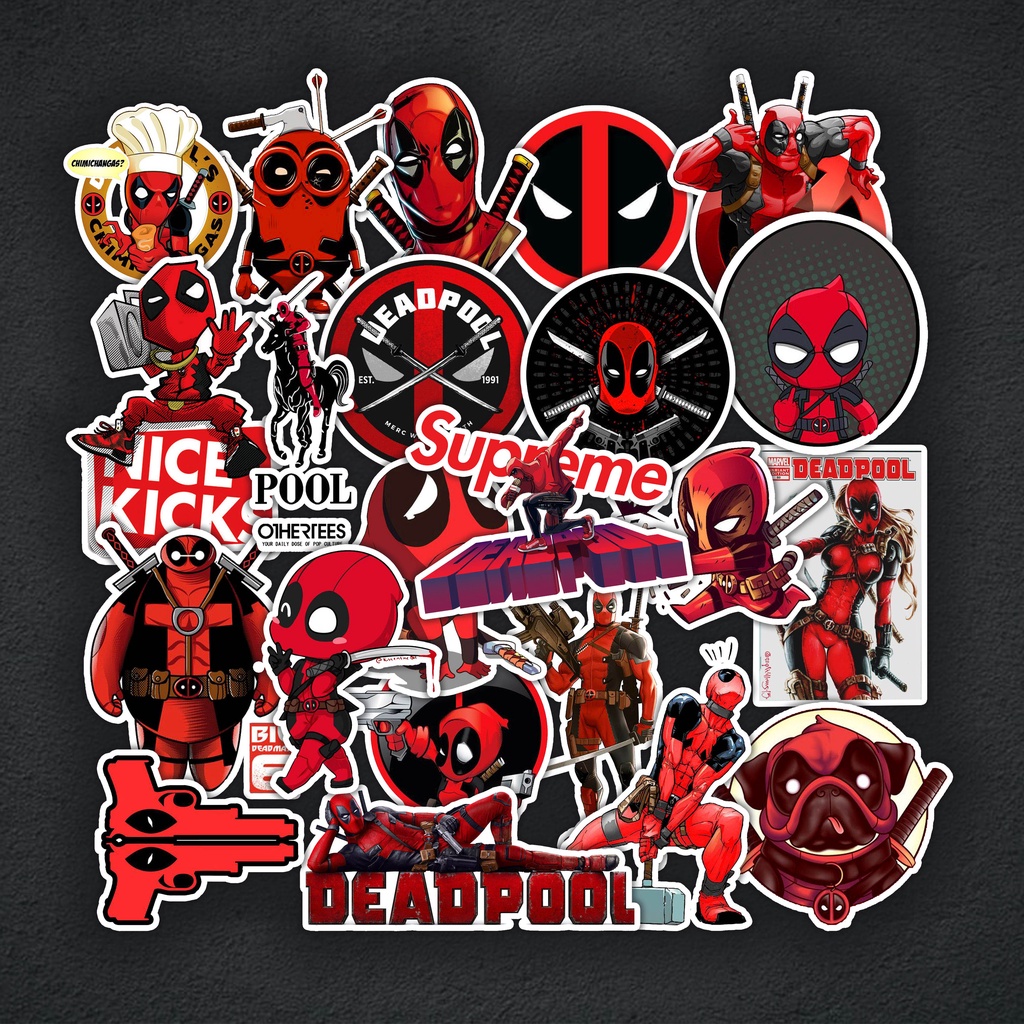 STICKER DEADPOOL - SET STICKER TRANG TRÍ MŨ BẢO HIỂM, ĐIỆN THOẠI, LAPTOP, VALI, XE MÁY,... - NGHIỆN STICKER