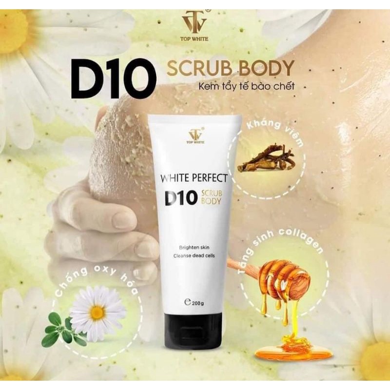 Gel tẩy da chết D10 Topwhite làm sạch sáng mịn da