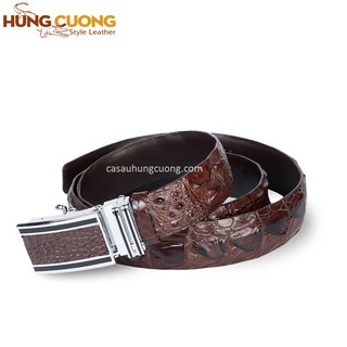 Thắt lưng da cá sấu đầu gù Hùng Cường màu nâu đất HC3004
