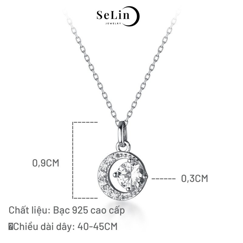 Dây chuyền bạc nữ 925 Moon and Sun đính đá cao cấp SELIN JEWELRY - 0007