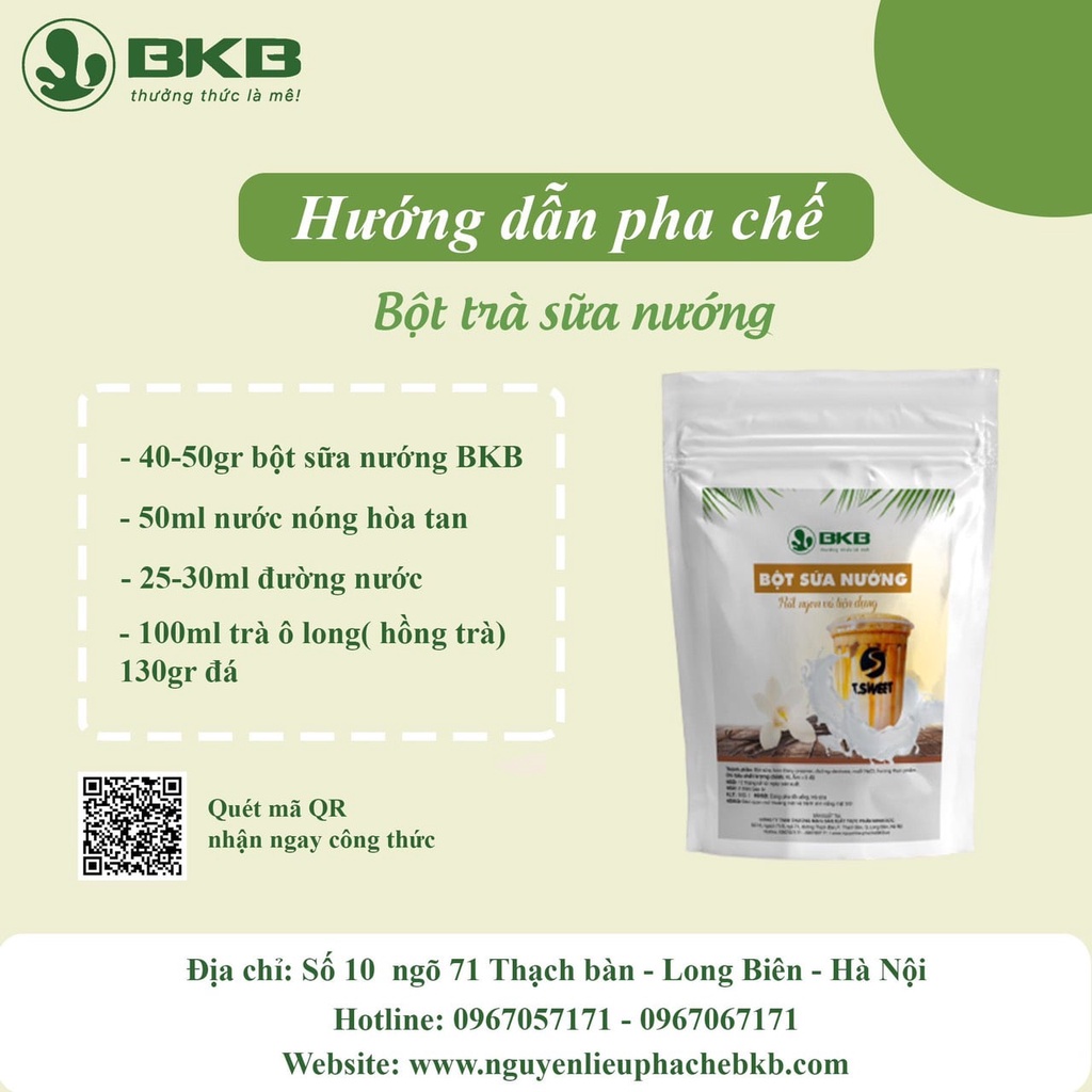 Bột làm TRÀ SỮA NƯỚNG BKB (túi 1kg, kèm công thức)