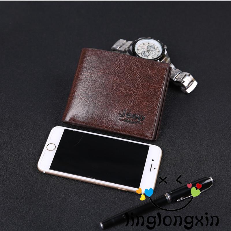 ♟New Men´s Retro PU Leather Bifold Wallet Slim Multi-function Purse With ID Windows