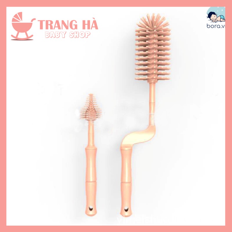 ⚡ 𝑴𝑼𝑨 1 Đ𝑼̛𝑶̛̣𝑪 2⚡ - Cọ rửa bình sữa Silicon cao cấp 2 chi tiết (Tay cầm xoay 360 độ)