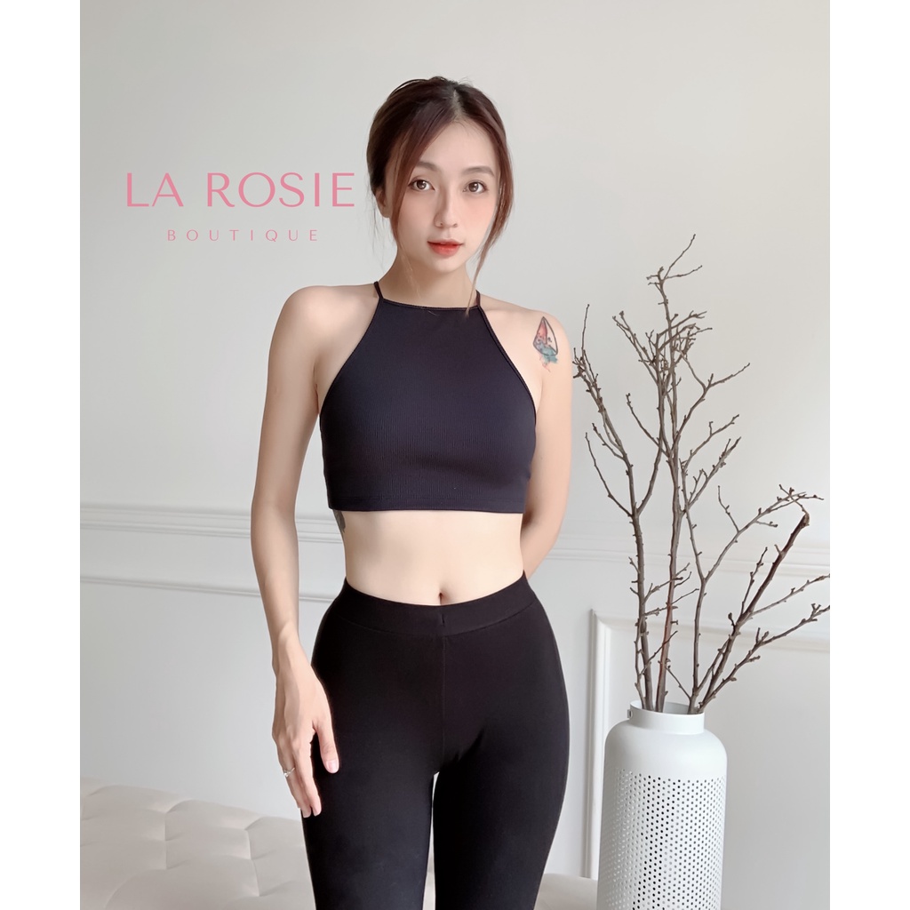 Áo croptop cổ yếm đan dây hở lưng thun gân | La Rosie Boutique LA57