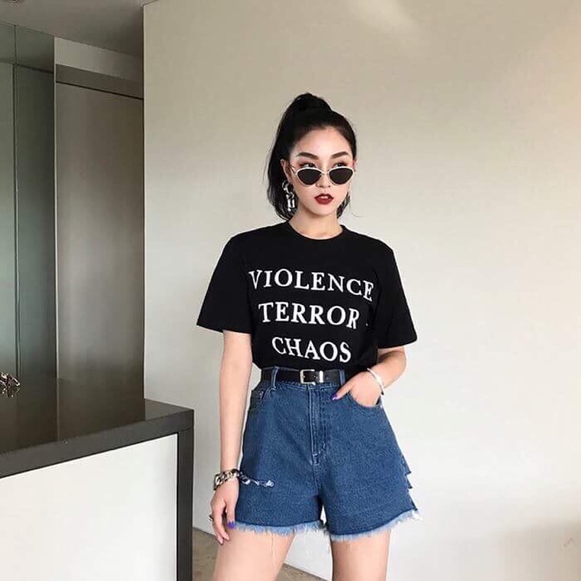 Short jean lai tua cut-out