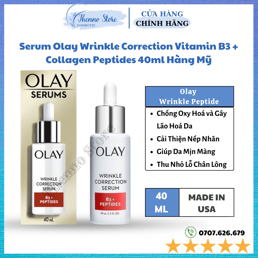 Serum Chống Nhăn hiệu quả Olay Wrinkle Correction Vitamin B3 + Collagen Peptides 40ml Hàng Mỹ