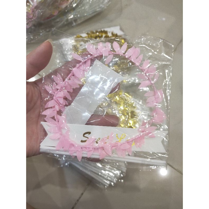 Vòng nguyệt quế Happy Birthday trang trí bánh kem, topper cake