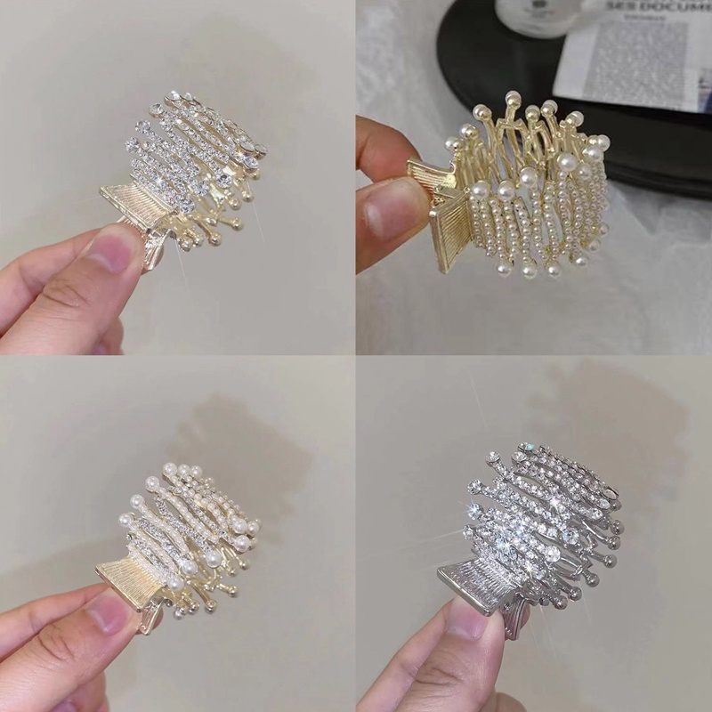 Ygt Kẹp Tóc Càng Cua Mini Đính Đá Và Ngọc Trai Phong Cách Retro Cho Nữ