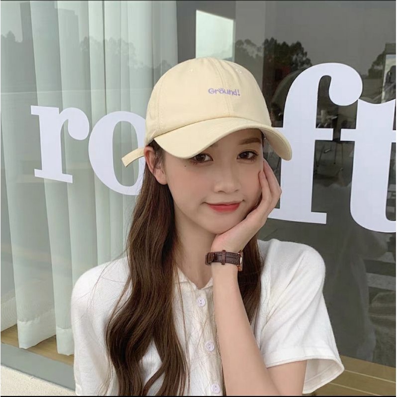 Mũ lưỡi trai nam nữ Yossy thêu chữ Ground phong cách Hàn Quốc ❤ Nón kết kaki unisex cao cấp