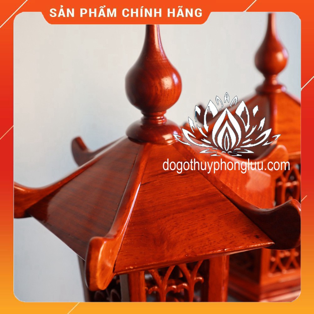 Đôi đèn thờ mái chùa tủ thờ gỗ hương cao 51cm