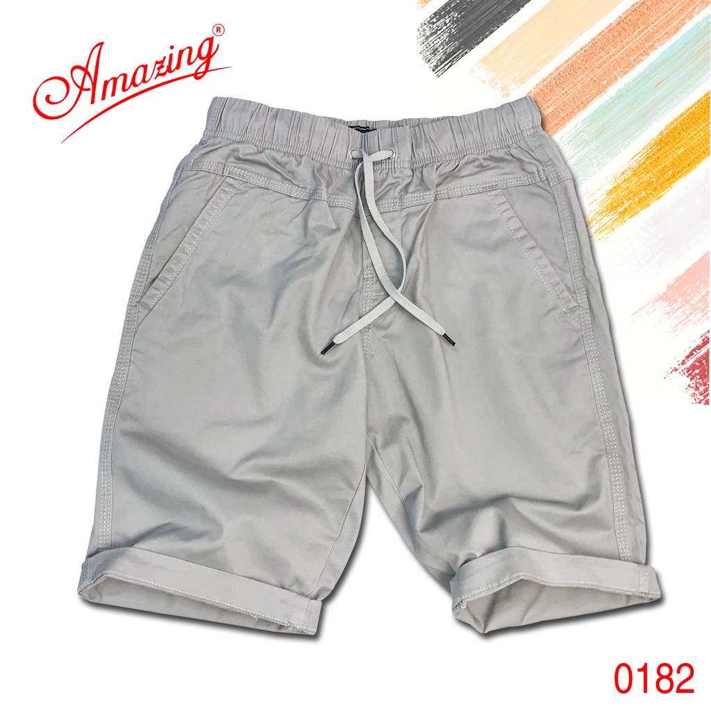 Quần short Amazing, kaki lưng thun dây rút, phong cách thể thao unisex, vải co giãn nhẹ