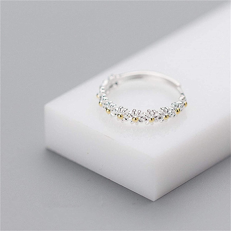 Nhẫn hở điều chỉnh được hình hoa cúc đơn giản cổ điển thanh lịch thiết kế mỏng đáng yêu dành cho bạn gái