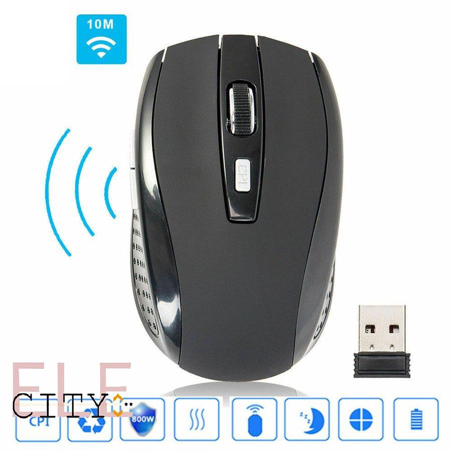 Ele】Chuột không dây 2.4G 1600DPI kèm đầu thu USB cho máy tính