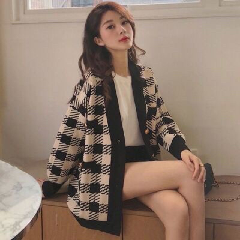 Áo len kẻ ô form rộng | BigBuy360 - bigbuy360.vn