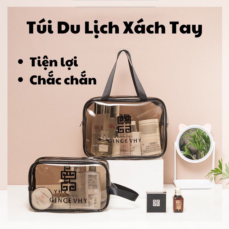 Túi Đựng Mỹ Phẩm, Túi Đựng Đồ Trang Điểm Trong Suốt Có Quai Xách Moda.H