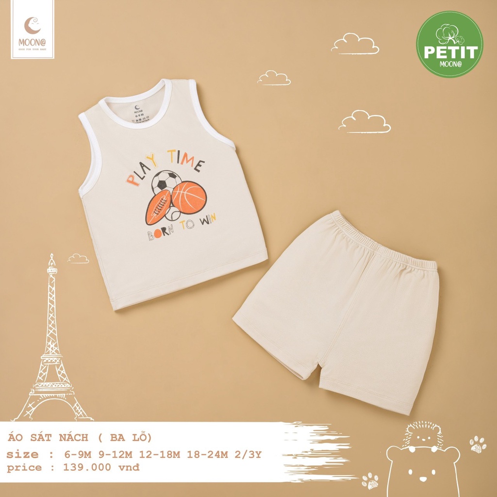 MOON Bộ Ba Lỗ Sợi Tre Cho Trẻ Em 6m-3y
